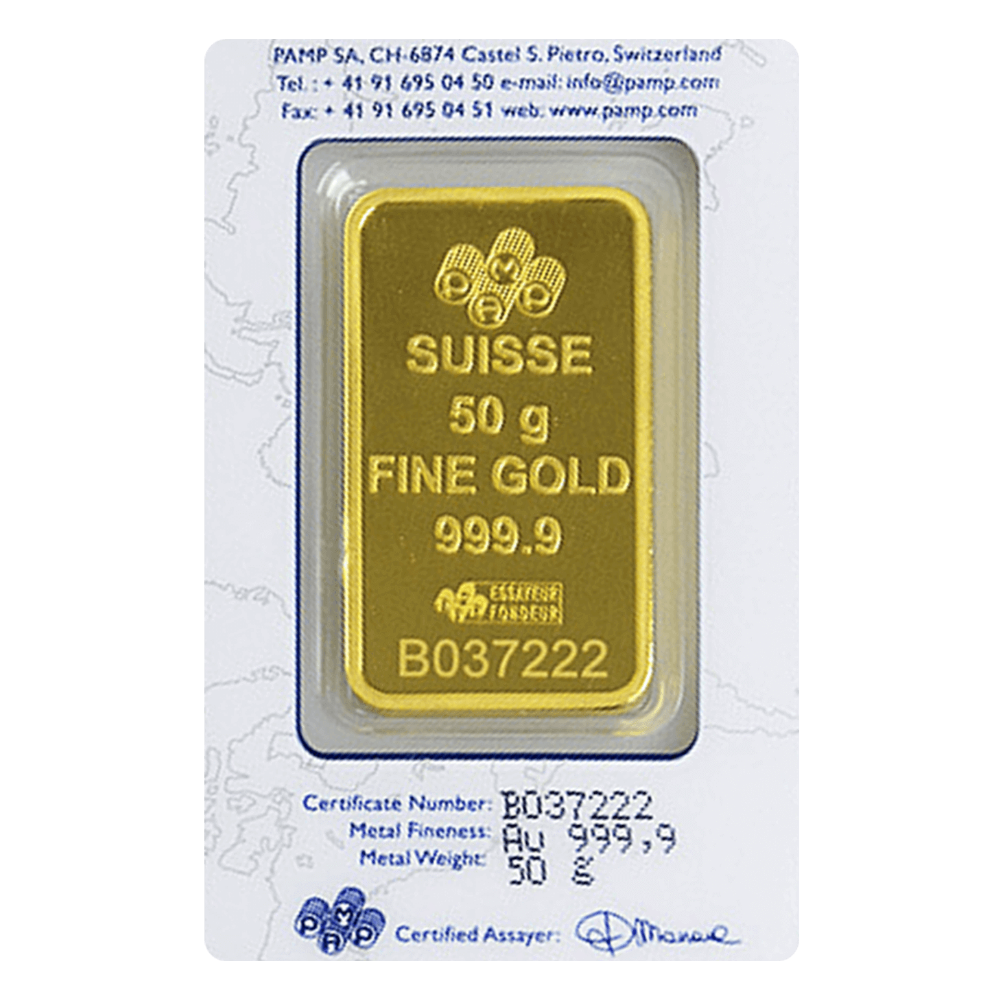 50g PAMP Suisse Fortuna Gold Bar (New w/ Assay)